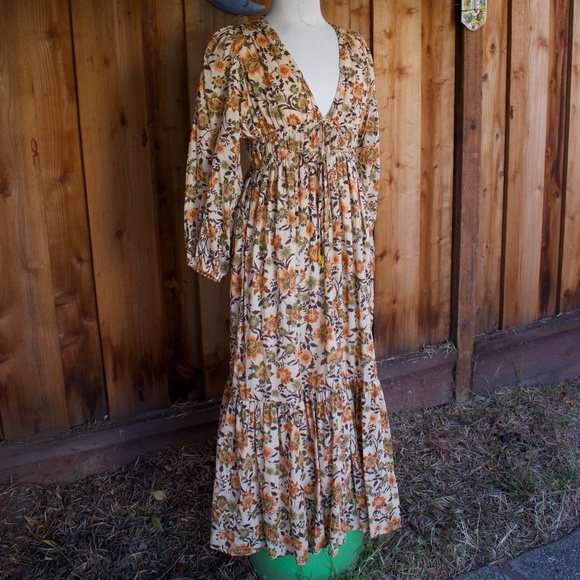 Juillet 100% Cotton Merritt Maxi Dress In Oona Sunflower Print Woman's Size M - Picture 9 of 17